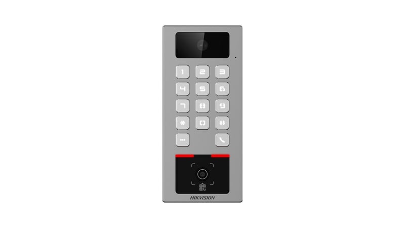 DS-K1T502DBWX-CQR Innen-/Außen-Zutrittskontrolle und Video-Türsprechanlage mit QR-Code, Tastatur und Karte